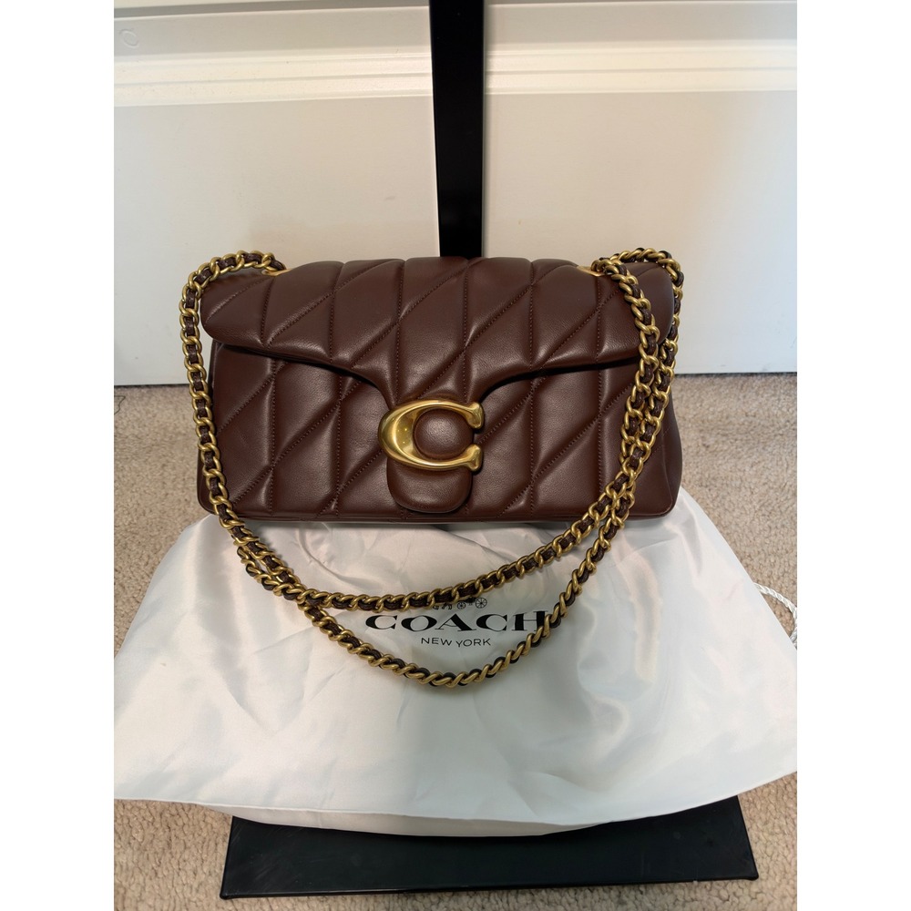 Coach Tabby Shoulder Bag 26 Quilted Brass/Maple Nappa Leather CP150 - Picture 2 of 10